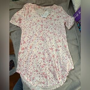 LuLaRoe Short Sleeve Tee with Pink Floral Design